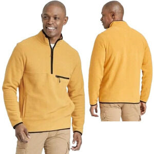 Goodfellow NWT Men's L Gold Polar Fleece 1/4 Zip Pullover Collared Sweatshirt